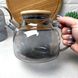 Термостійкий скляний чайник на плиту 1л Чорний перламутр Smokey Crystal