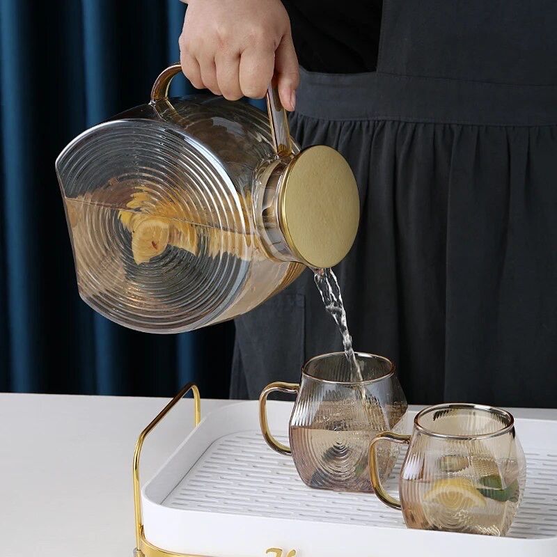 Термостойкий стеклянный чайник 2.3л Золотистый перламутр Turas Hell
