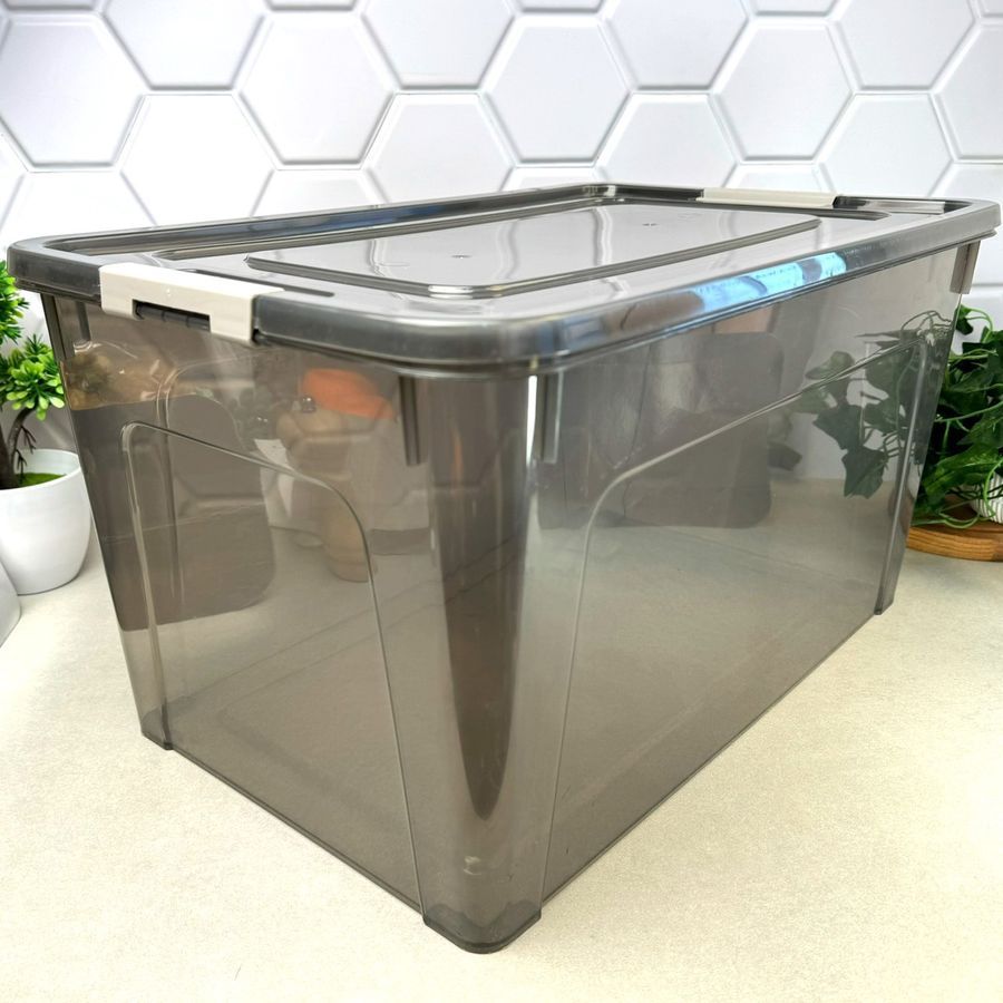 Великий контейнер із кришкою для зберігання 27л Smart Box Коричневий Алеана