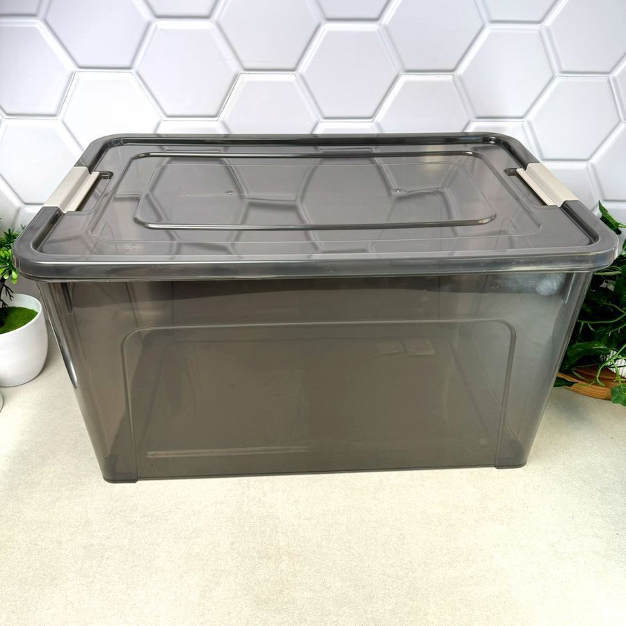 Великий контейнер із кришкою для зберігання 27л Smart Box Коричневий Алеана