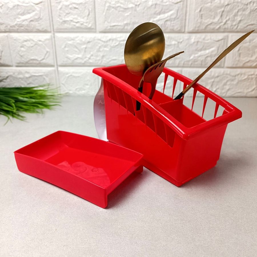Пластиковый лоток для сушки столовых приборов Красный Ламела