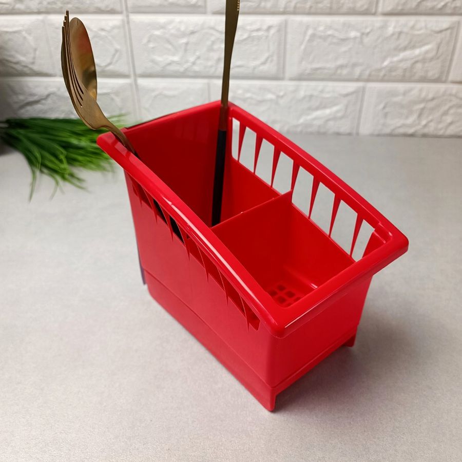 Пластиковий лоток для сушіння столових приладів Червоний Ламела