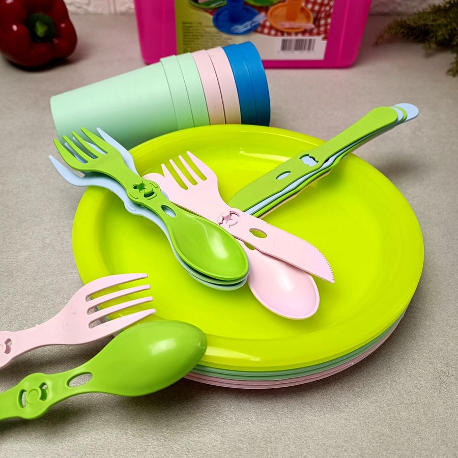 Набір пластикового посуду для пікніка 25 предметів Ал-Пластик