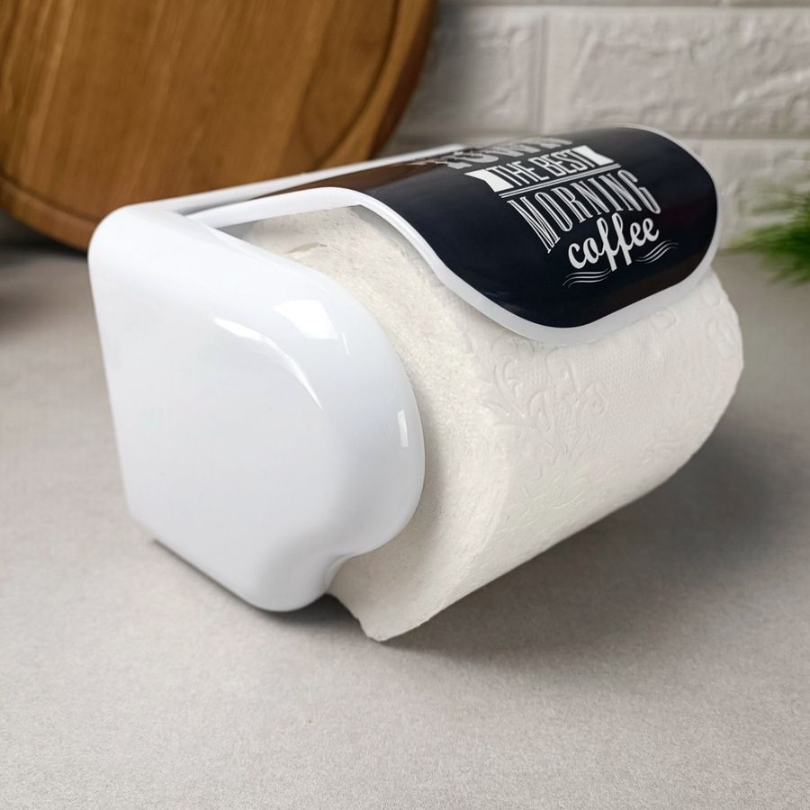 Белый с черной крышкой пластиковый настенный держатель для туалетной бумаги, 386 Elif Elif Plastik