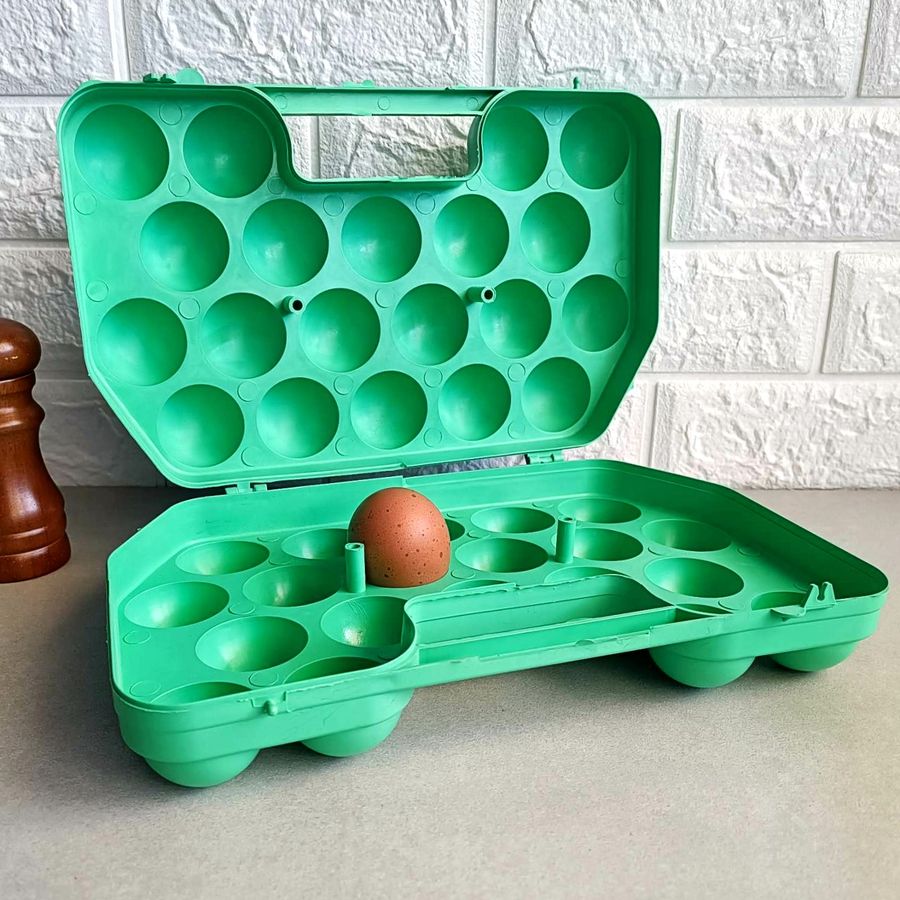 Пластиковый лоток с литой ручкой для хранения и транспортировки двадцати яиц Укрпласт