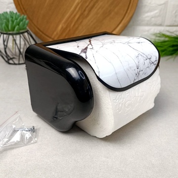 Чорно-білий пластиковий настінний тримач для туалетного паперу, 386 Elif Elif Plastik
