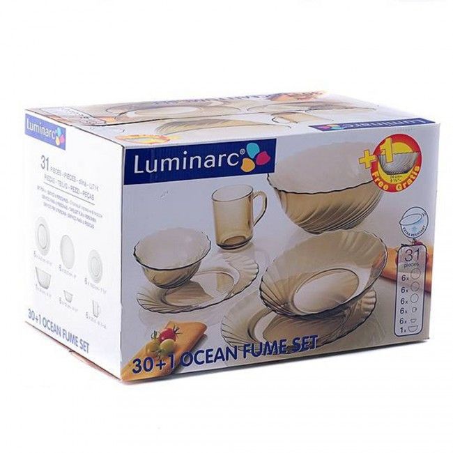 Столовий скляний сервіз з димчастого скла Luminarc Ocean Eclipse 31 предметів (L5109) Luminarc