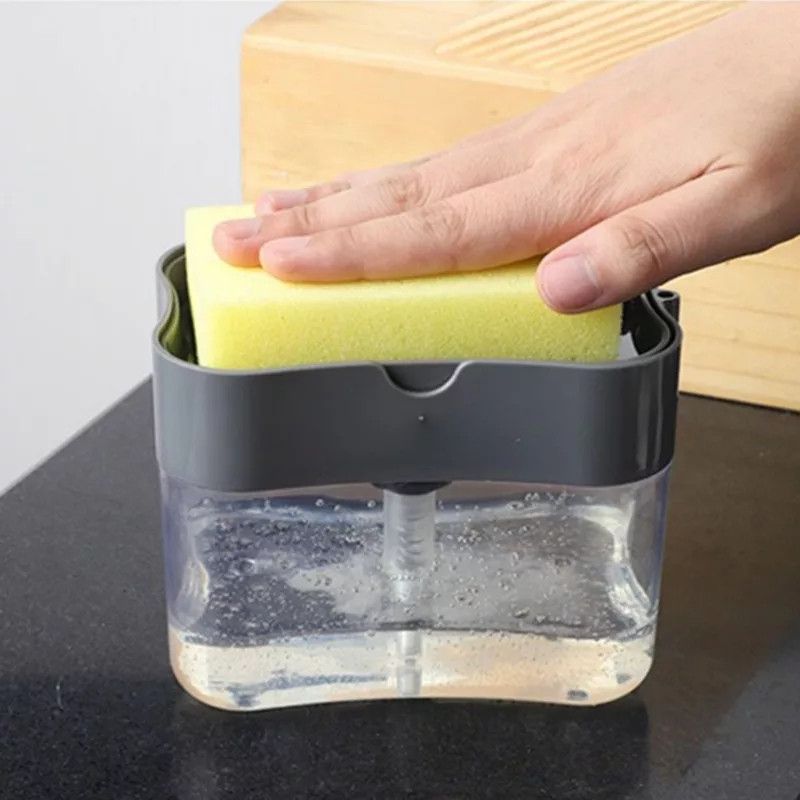 Автоматический кухонный диспенсер-дозатор для моющего средства с губкой Akay