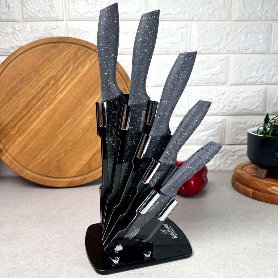 Набор серых гранитных ножей 6 предметов на подставке Bohmann Bohmann
