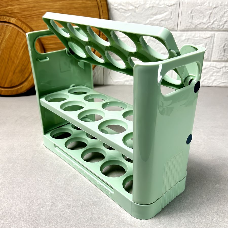 Пластиковий лоток для зберігання яєць 30 шт Триярусний Зелений Без бренда