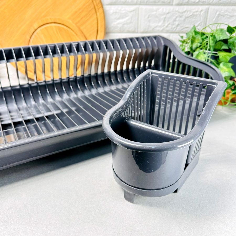 Пластикова сушарка для посуду з підставкою для сушіння столових приладів Граніт Алєана Алеана