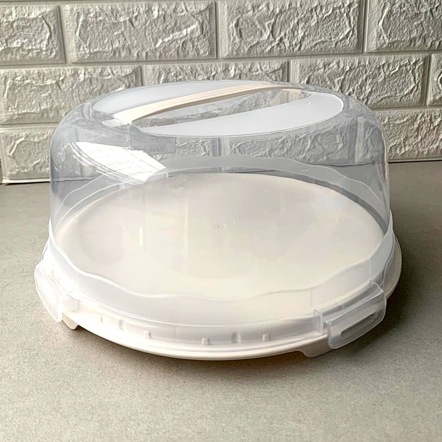 Пластиковая тортовница с крышкой-куполом 34 см с защёлками Алеана