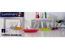 Сервіз чайний Luminarc Carina Rainbow з різнокольоровими блюдцями 220 мл (N4217) Luminarc