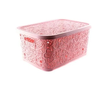 Ажурная розовая корзинка для хранения с крышкой 7.5л Hell