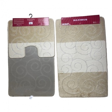 Набір бежевих килимків для ванної та туалетної кімнати MAXIMUS 60*100+50*60см Beige Banyolin Dariana