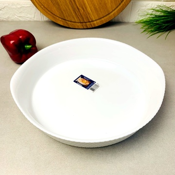 Белое круглое блюдо для запекания и подачи Люминарк Smart Cuisine Wavy 26 см Luminarc