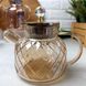 Термостойкий стеклянный чайник для плиты 1л Янтарный перламутр Amber Crystal