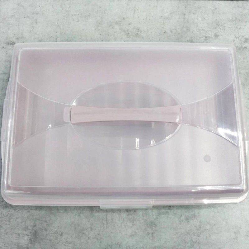 Прямоугольная пластиковая тортовница с крышкой 44 х 30 х 9,5 см с защёлками Алеана