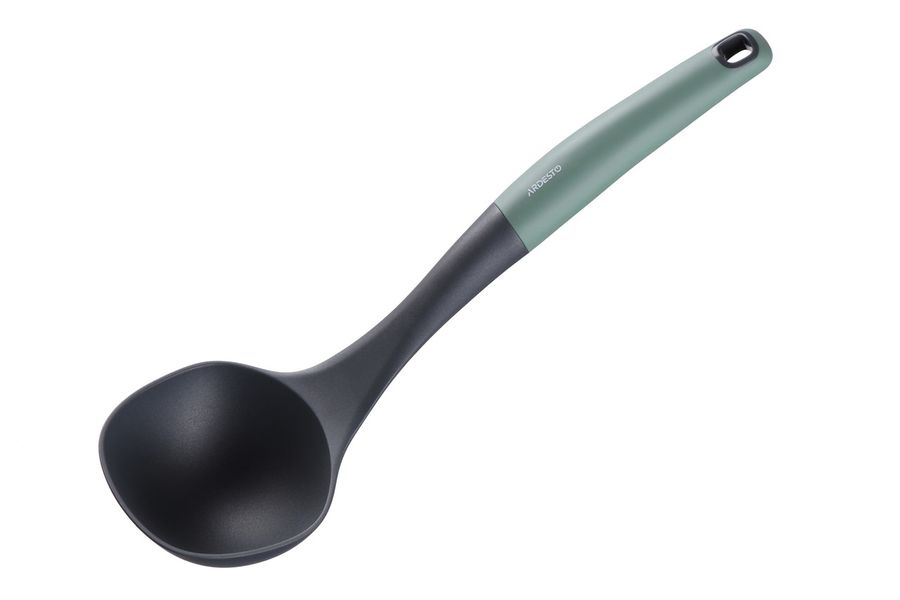 Половник нейлоновый серо-зелёный 30 см с ручкой Soft-touch Ardesto