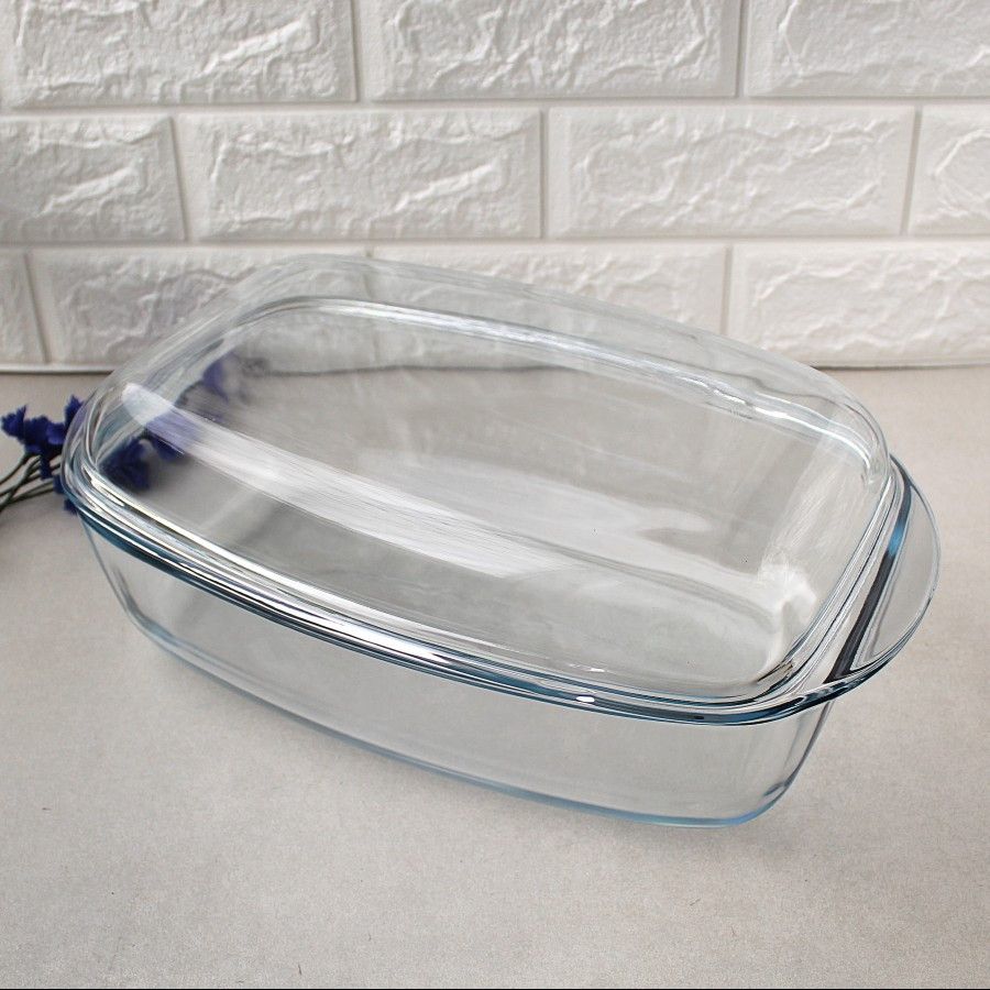 Стеклянная гусятница с крышкой на 6.5 л Pyrex, стеклянная кастрюля Pyrex
