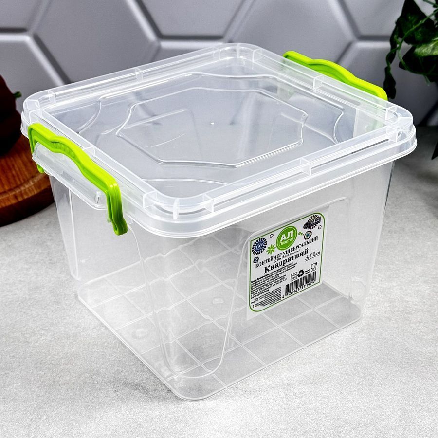 Контейнер пластиковый 3,7 л прозрачный с защёлками Elit ALPLASTIK