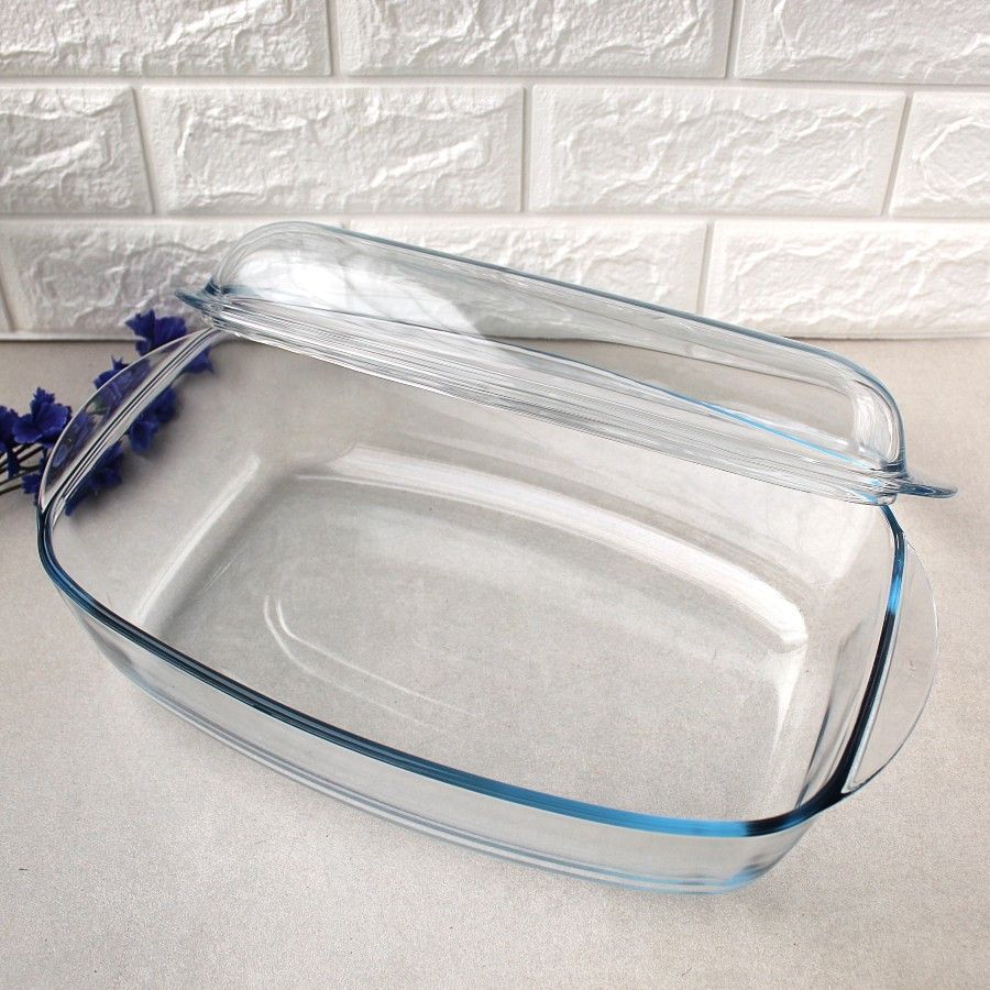 Стеклянная гусятница с крышкой на 6.5 л Pyrex, стеклянная кастрюля Pyrex
