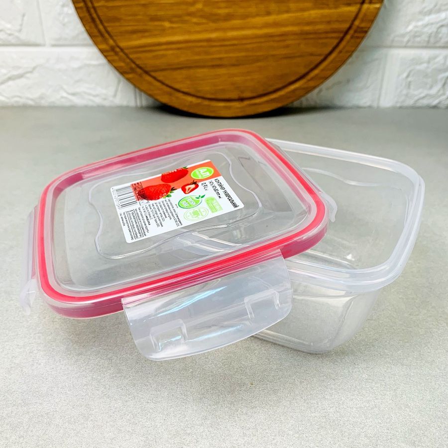 Квадратный пищевой контейнер с крышкой на защипах Фреш 0.5л Ал-Пластик