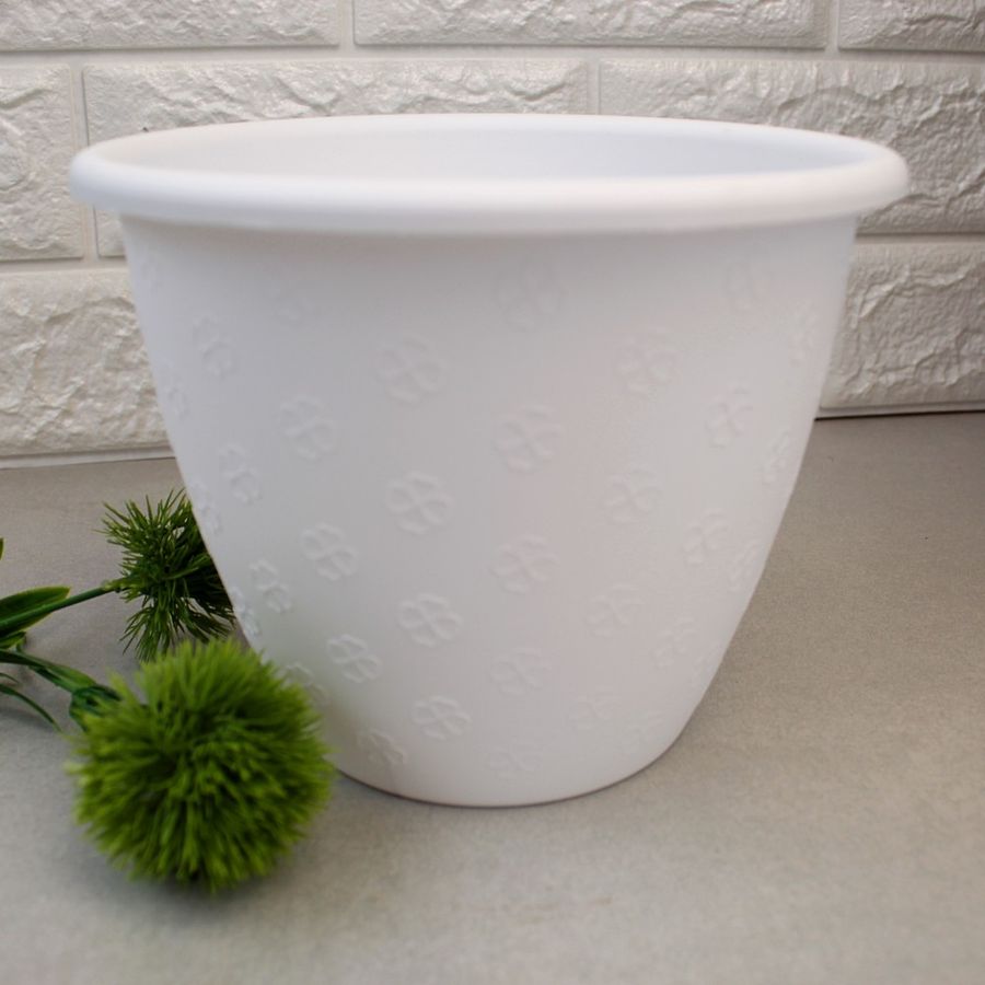 Білий квітковий горщик з декором 6.5л 27 * 20.5 см, квітковий вазон Верона Алеана Алеана