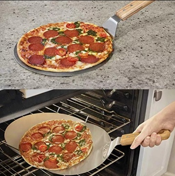Лопата для пиццы 43 см Kamille из нержавеющей стали с деревянной ручкой Kamille