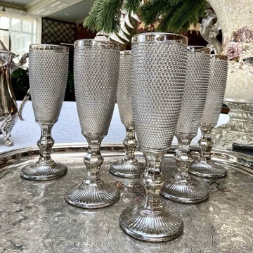 Набор серебряных бокалов для шампанского с гальваническим эффектом S&T