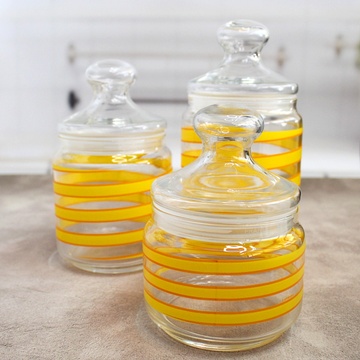 Набір скляних банок з жовтим декором Luminarc Spiral 3 шт (Q0398) Luminarc