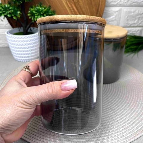 Графітова скляна банка для сипучих продуктів 950 мл Smokey Topaz Без бренда