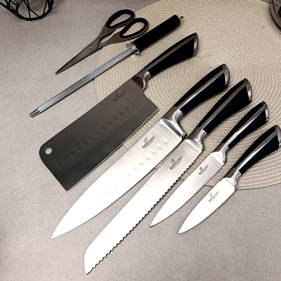 Набір кухонних ножів з ножицями 8 предметів на підставці Bohmann Bohmann