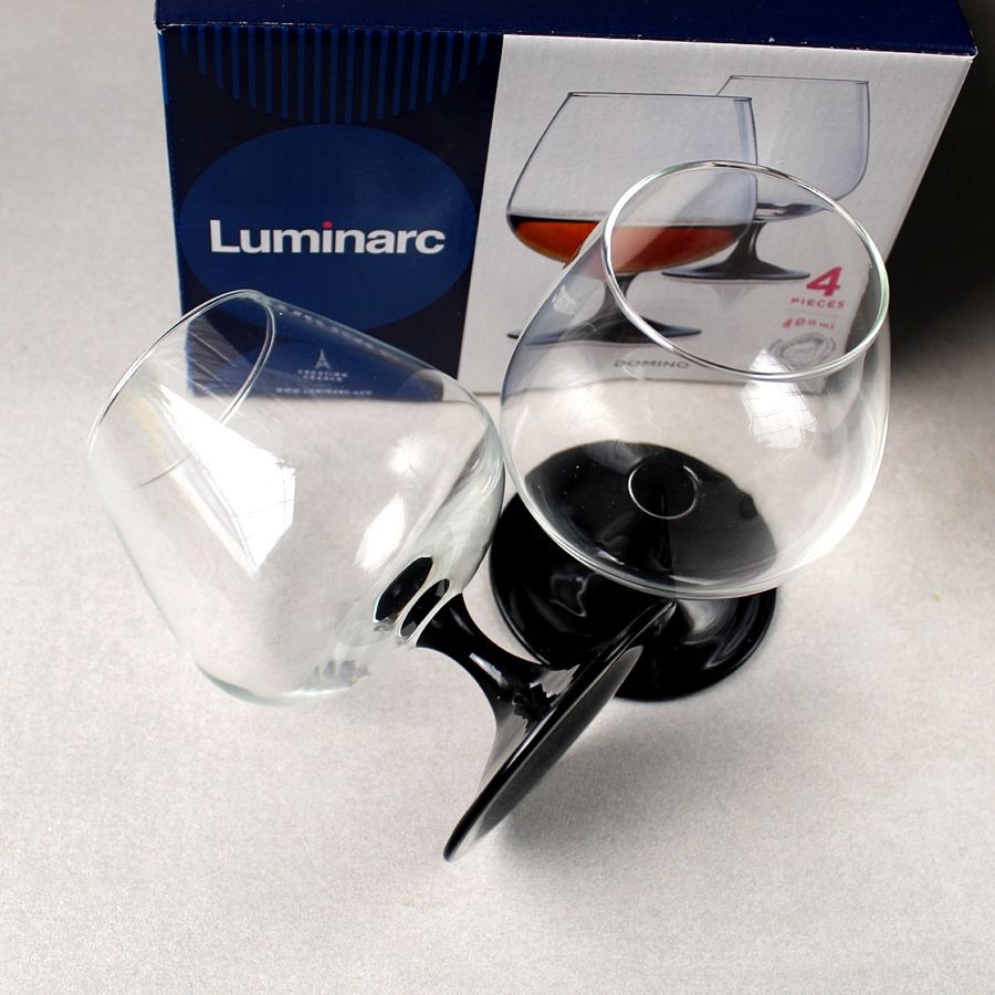Набор коньячных бокалов на чёрной ножке Luminarc Domino 410 мл 4 шт (J3030) Luminarc