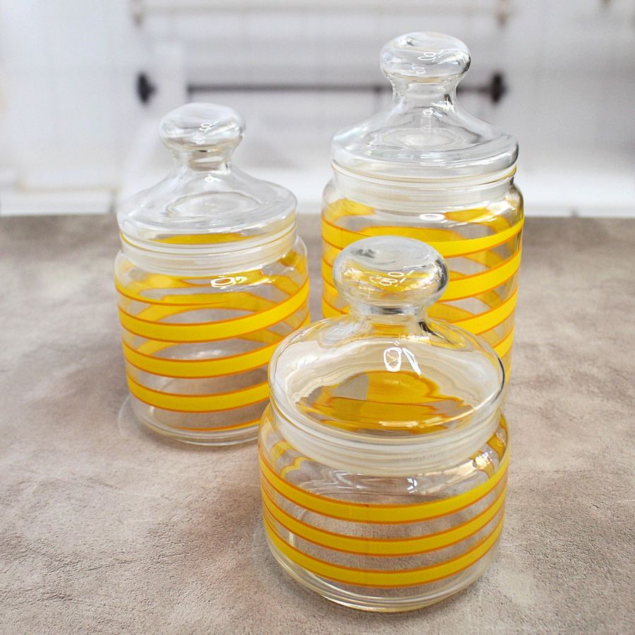 Набір скляних банок з жовтим декором Luminarc Spiral 3 шт (Q0398) Luminarc
