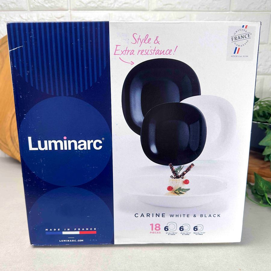 Столовый сервиз черно-белый квадратный Luminarc Carine Black/White 18 предметов (N1479) Luminarc
