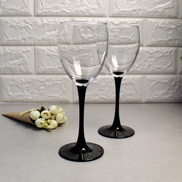 Набор бокалов для белого вина на чёрной ножке Luminarc Domino 190 мл (J0042) Luminarc