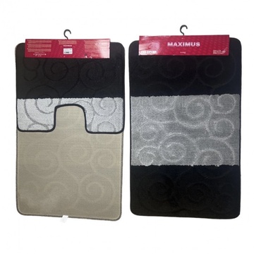 Набір чорно-сірих килимків для ванної та туалетної кімнати MAXIMUS 60*100+50*60см Black Banyolin Dariana