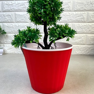 Красный вазон для комнатных растений с дренажной вставкой 1,7л 15,7*13,0 см, Ибис бархат Алеана Алеана