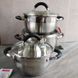 Набір каструль Kamille посуд з нержавіючої сталі для газу 6 предметів для приготування їжі для індукції