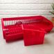 Червона пластикова сушарка для посуду з підставкою для сушіння столових приладів