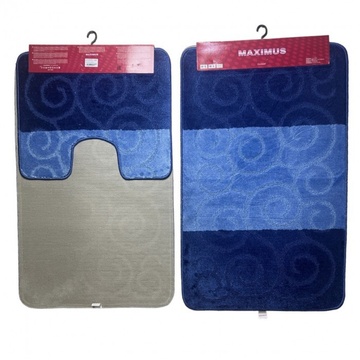 Набір синіх килимків для ванної та туалетної кімнати MAXIMUS 60*100+50*60см Blue Banyolin Dariana