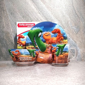Подарунковий набір посуду для дітей Хороший динозаврик (A9551/2) Hell