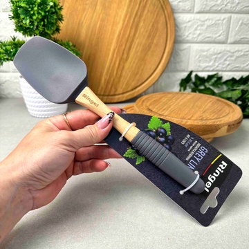 Глубокая силиконовая кухонная лопатка с деревянным основанием Ringel Grey Line RINGEL