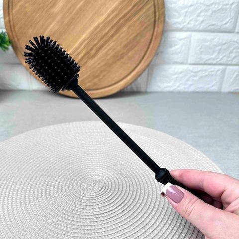 Чёрный силиконовый ёрш для мытья бутылок Soft-touch GK