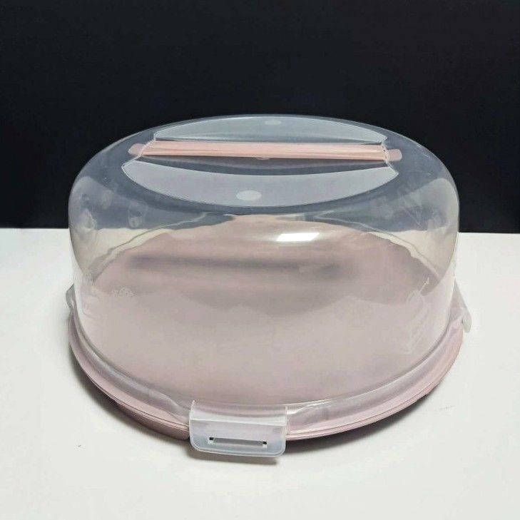 Пластиковая тортовница с крышкой-куполом 30 см с защёлками Алеана