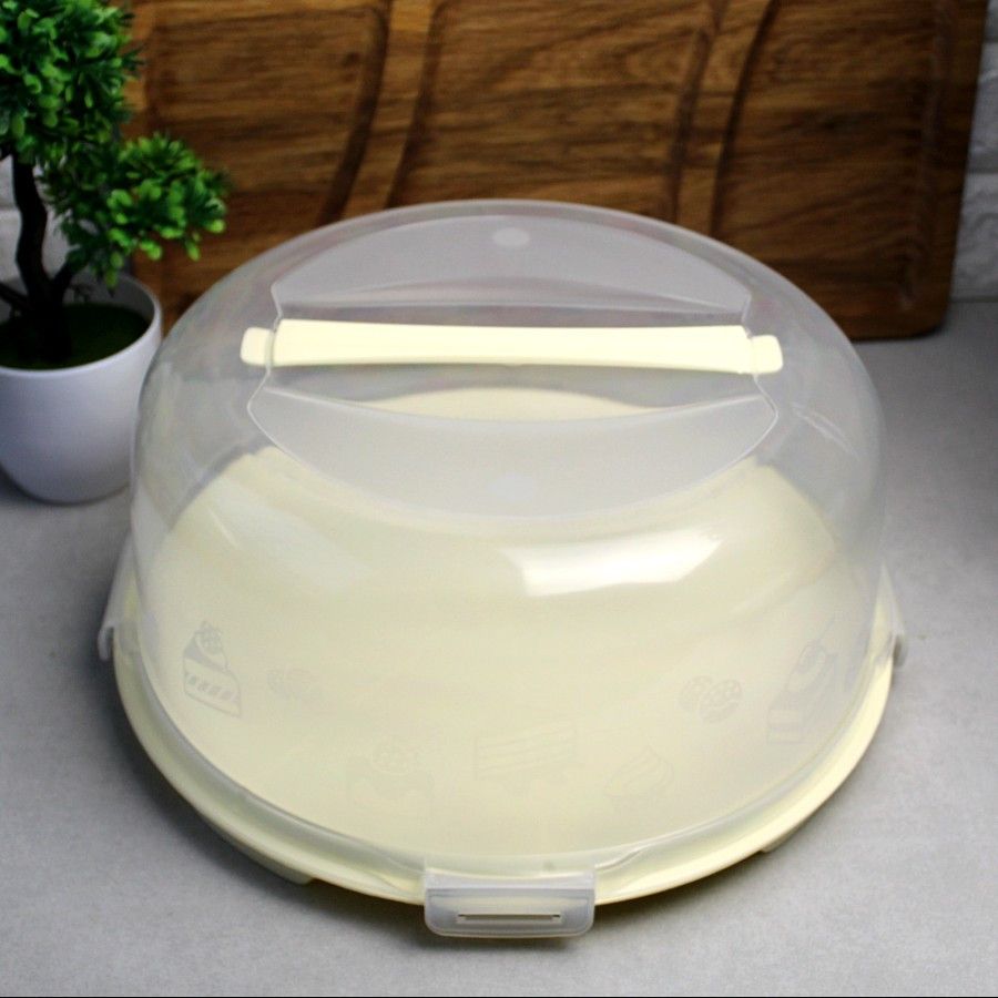 Пластикова тортівниця з кришкою-куполом 30 см з засувками Алеана