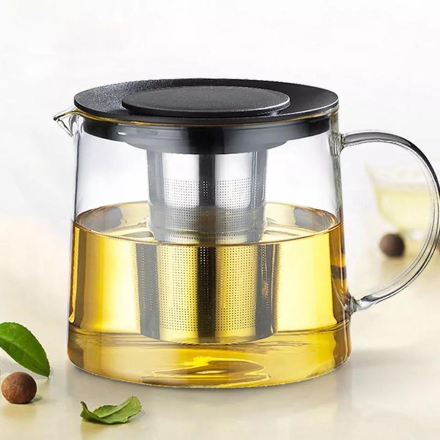 Стеклянный чайник для кипячения с металлическим фильтром 1л Ардесто Ardesto