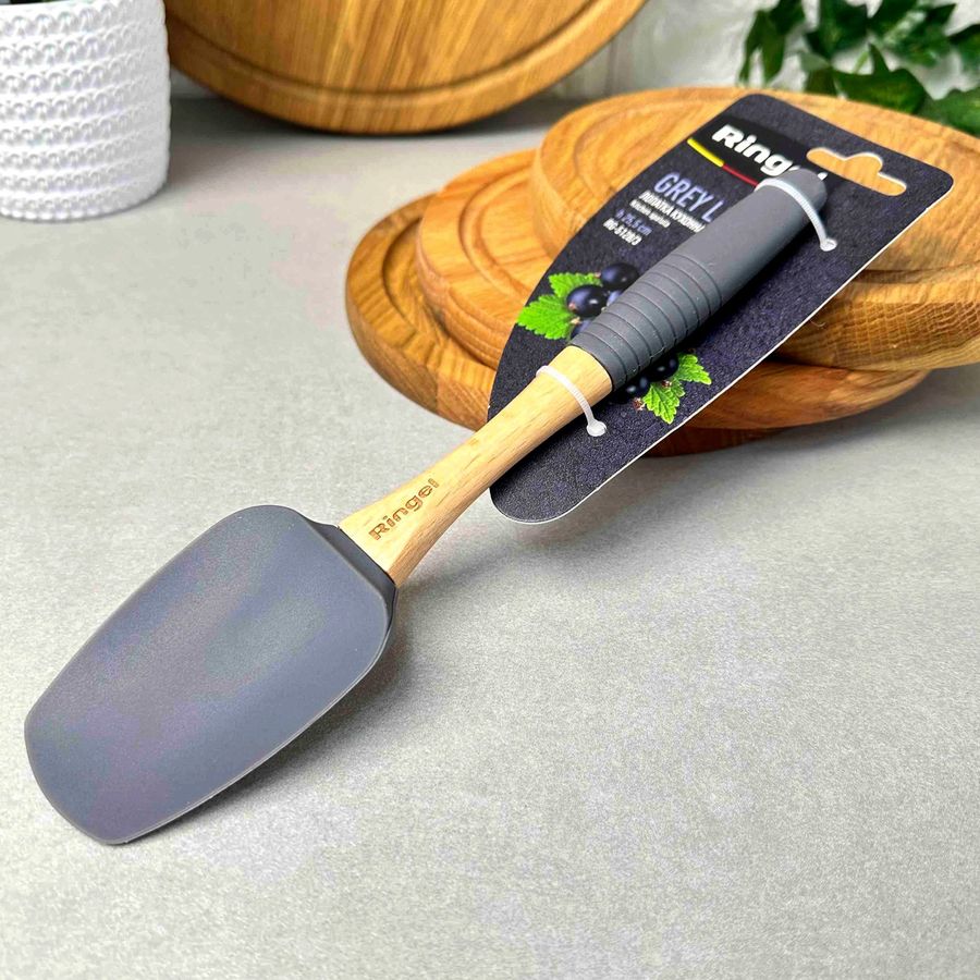 Глубокая силиконовая кухонная лопатка с деревянным основанием Ringel Grey Line RINGEL