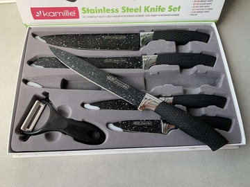 Набор кухонных ножей Kamille 6 предметов в подарочной упаковке (5 ножей+овощечистка) Kamille
